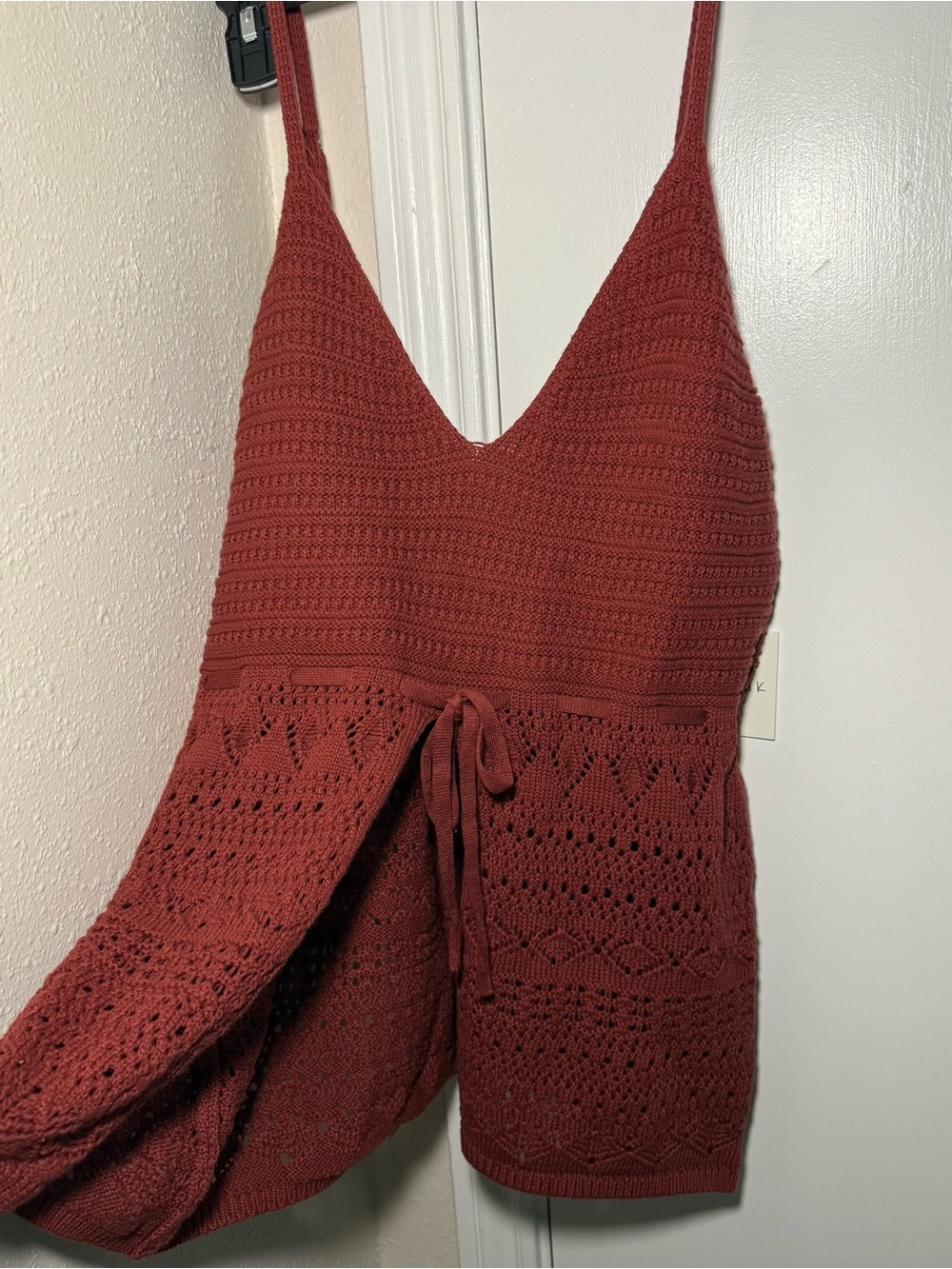 Nikka K Crochet Knit Tank Top Tie Front - Size Large - NWT